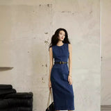 Temperament Sleeveless Denim Dress With Hip Dress Women's Summer 2025 New Waist-Skinny French Vest Skirt HZ1220