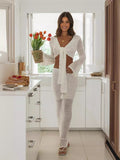 Sexy Suit With V-Neck Top Hollow Skirt Knitted Two-Piece Suit Skirt HZ1208