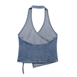 2025 Summer Cowboy Hanging Neck Blouse Women's Small Sling Vest Top HZ1208