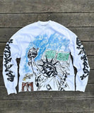 Cotton Long-Sleeved Blouse Loose Statue Of Liberty Chao Street Youth Wind HZ1208