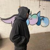 New Two-Piece Hooded Zippered Sweater Street Style Personality Loose Straight Trousers HZ1208