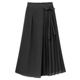 Spring And Summer 2025 New Korean Version Of The Folding Chiffon Trousers Large Size Tight Waist Slack Trouser Skirt HZ1220
