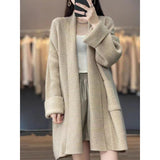 South Korea's Dongdaemun Korean Version Of The Coat Woman Thicked Medium And Long Foreign Matchn Flower Cardigan Loose Lazy Knitted Shirt HZ1220