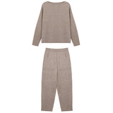 Autumn 2025 Autumn And Winter New Set Of Sweater Thin Knit Trousers Casual Suit Women's Two-Set HZ1220