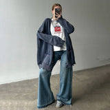 Fashion Dopamine Broken Sweater Cardigan Autumn New Simple Set Loose Gentle Casual Casual Women HZ1208