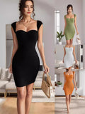 Spring And Summer 2025 New Women's Sexy Night Club Skirt Sleeveless Knitted Bag Sling Dress Woman HZ1220