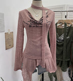 Real Shooting Retro Irregularly Hollow Knitted Jersey Dress Girl With Hottie Word Shoulder Collar Blouse 8101 HZ1208