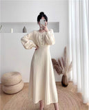Autumn And Winter Goddess Fan Sweater Dress 2025 New Female Waist Thin French Style Knitted Dress Dress Dress Dress Dress HZ1220