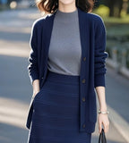 Dark Blue Sweater Knitted Cardigan Spring Women 2025 New Korean Soft Languid Languid Wind Unique Super-Good-Looking Top HZ1220