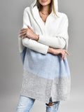 Spring And Autumn Classic Splicing Color Knitted Sweater Cardigan Women's Fashion Hooded Loose Casual Coat HZ1208