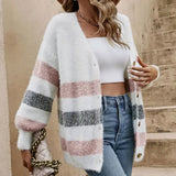 Autumn And Winter Knitted Shirt V-Neck Sweater Classic Striped Single-Dcupuncture Cardigan Casual Knitted Coat HZ1208