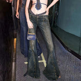 Millennial Babes Low-Rise Rivet Jeans Women 2025 Make Old New Micro-Slap Fashion Pants Trend HZ1220