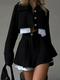New Fashion Short Button Cardigan Cake Short Skirt Two Sets Of Women's Clothing HZ1220