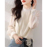 Spring And Autumn 2025 New French Elegant Lace Shirt With Sweet Lanky Long-Sleeved Women's Shirt HZ1220