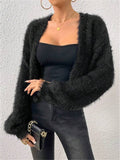 Autumn And Winter New Loose Plush Short Knitted Cardigan Coat HZ1208