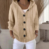 2025 Sheintemu Spring/Autumn Hooded Long-Sleeved Button Sweater Cardigan HZ1208