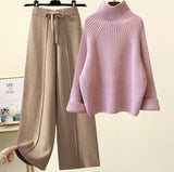 Korean Version Of The Lazy Suit Women 2025 New Autumn And Winter Thick Thick Knitted Knitted Knitted Wide Leg Pants Two Sets HZ1220