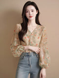 2025 New Burst Spring Summer French Beauty High-End Feel Shirt Blouse Broken Snowflake Long-Sleeved Shirt Women Summer HZ1208