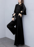 2025 Spring New Ocean Atmosphere Large-Size Chiffon Two Sets Of Pants Fashion Age-Skinny Broad Leg Pants Suit Women HZ1220
