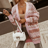 Autumn/Winter 2025 V-Necked Lattice Tute In The Color Of The Long Knitted Cardigan Sweater Jacket Commute HZ1208