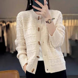 New Sweater In Autumn And Winter 2025 Retro Loose Color Design With A Sense Of Collar Small Fragrant Long-Sleeved Knitted Cardigan HZ1208