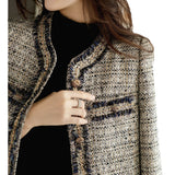 French Small Fragrant Coarse Flowers And Short Coat Women 2025 Autumn New Famous Temperament Goddess Fan Retro Top HZ1220