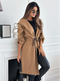 2025 Autumn And Winter New Temperament Fashion Collar Tender Long Solid Color Hair Coat Waist Women's Clothing HZ1220