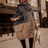 Street Loose Leopard-Print Letter Jahua Casual Hoodie Medium Long Women's Sweater Cardigan Woman HZ1208
