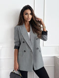 Autumn 2025 New Suit Collar Long Sleeve Temperament Commuting Fashion Blast Lattice Small Suit Jacket HZ1220