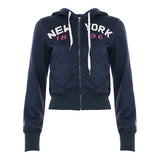 Vintage Letter Printing Rope T-Shirt Zip Hooded Casual Coat Woman 2025 Autumn And Winter New Top Tide HZ1220