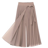 Spring And Summer 2025 New Korean Version Of The Folding Chiffon Trousers Large Size Tight Waist Slack Trouser Skirt HZ1220