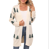 Autumn And Winter New Sweater Women's Knitted Loose Christmas Cedar Embroidered Cardigan Jacket HZ1208
