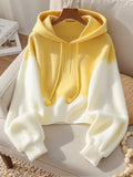 Yellow Vintage Loose Lazy Design Hooded Sweater Jersey 2025 New Women's Knitting Top HZ1208