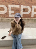 Autumn/Winter 2025 Brown Short Eco-Friendly Fur High Fashion Lazy Blouse HZ1208