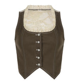 2025 Spring-Summer Solid Color Girded Waistcoat Vest Women Sleeveless New Fashion Top Woman HZ1220