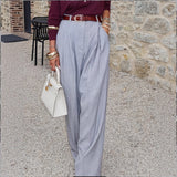 Women's Clothing Hot Loose Feeling High-Rise Temperament Broad-Legged Suit Pants Women Breathable Hanging Trousers HZ1220