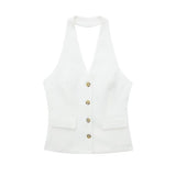 Z Autumn New Back Hanging Neck Vest 8364532 Broad Leg Pants 8365532 HZ1208