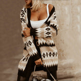 Autumn/Winter 2025 V-Necked Lattice Tute In The Color Of The Long Knitted Cardigan Sweater Jacket Commute HZ1208