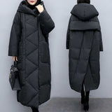 2025 Winter Dress New Large-Size Korean Version Of Loose Long Over-Cheek Black Down Cotton Coat Women Thicken HZ1220