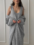 2025 Autumn And Winter Hot Sweater Set Women Loose Long Version Thicker Cardigan + V Collar Vest Skirt HZ1208