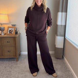 2025 New Autumn And Winter Women's Casual Zipper Jacket Wide Leg Pants Fashion Set HZ1208