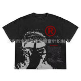 New Street Trendy TAPOUT Printed T-Shirt Fake Two-Piece Blouse Casual Hip-Hop Long-Sleeved T-Shirt HZ1208