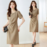 Simpliced Design Dress Women 2025 Summer New Folding Elegant Temperament Of The Long Simple Skirt HZ1220