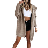 Hooded Cardigan Women's Sweater In Front Of The Knitted Coat Long-Sleeved Commute Wind HZ1208