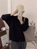 Autumn/Winter 2025 New Lazy Korean Sweater Cardigan Women's Soft Sheeps Pits Button Sweater Dark Grey HZ1208