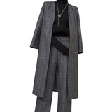 2025 New Women's Clothing Autumn And Winter Long Two Sets Of Trousers Hair Coat Wide Leg Pants Casual Fashion Suit Women's Trend HZ1220