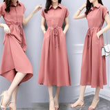 Shirt Dress Women's Summer 2025 New Slim Temperament Slim Long Small Fresh Pop Summer Chiffon Skirt HZ1220