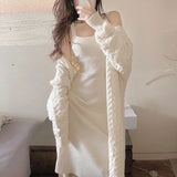 Sweet And Gentle Milky Knitted Suit Dress Women's Autumn And Winter 2025 New Temperament Cardigan Sweater Skirt Two Sets HZ1220