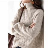 High-Necked Sweater Women's Autumn And Winter 2025 New Thick Korean Version Of Loose Lazy Knitting Wool Bottom Shirt HZ1220
