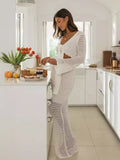 Sexy Suit With V-Neck Top Hollow Skirt Knitted Two-Piece Suit Skirt HZ1208